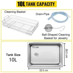 10L 240W 40kHz kommersiell digital ultraljudsrengörare, djuprengöring, justerbar tid/temperatur, humaniserad design, bred applikation