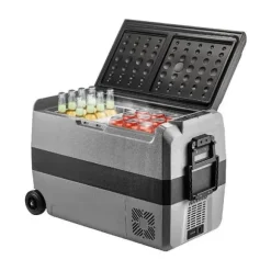 50L 45W 12/24V DC 100-240V AC bärbart bil- och hemkylskåp med kompressor, dubbelzon, APP-kontroll, med bilbatteriskydd