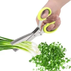 5-lagers kökssax i rostfritt stål för mat Strimlad strimlad schalottenlök Sushi Örtsax (Gul)[250]