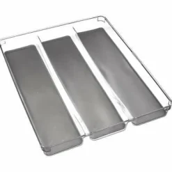 LÅDAORDNING grå MED 3 PLASTFACK