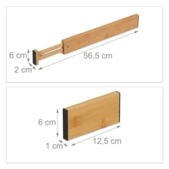 Lådavdelare, 10-delars set, 6x43,5-56,5x2 cm, Natur, Svart