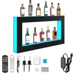 LED-upplyst spritflaskdisplay med RF & App-kontroll, 48 tum barhylla