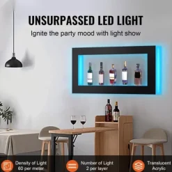 LED-upplyst spritflaskdisplay med RF & App-kontroll, 48 tum barhylla