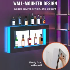 LED-upplyst spritflaskdisplay med RF & App-kontroll, 48 tum barhylla