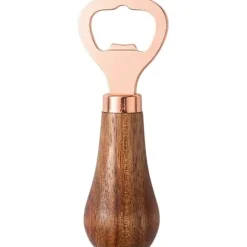 Ölflasköppnare med trähandtag, bärbar flasköppnare och verktyg för att ta bort flaskkorken, roséguld
