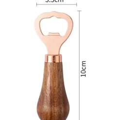 Ölflasköppnare med trähandtag, bärbar flasköppnare och verktyg för att ta bort flaskkorken, roséguld