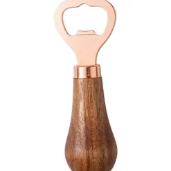 Ölflasköppnare med trähandtag, bärbar flasköppnare och verktyg för att ta bort flaskkorken, roséguld