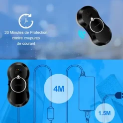 LIECTROUX Fönsterputsrobot HCR-10 Svart - 2800 Pa - 30ml tank - Automatisk rengöring - Intelligent självgående fönsterputsrobot