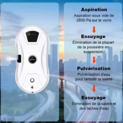 LIECTROUX Fönsterputsrobot YW610 - Högpresterande, 30mL vattentank, intelligent autonom fönsterputsrobot