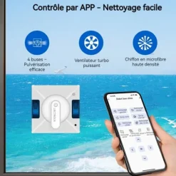 LIECTROUX Fönsterputsrobot YW509 – Spray med 4 munstycken / 3 riktningar – 100mL tank – 3000Pa – APP – Trippelsäkerhet