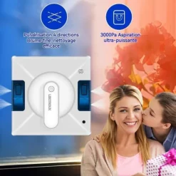 LIECTROUX Fönsterputsrobot YW509 – Spray med 4 munstycken / 3 riktningar – 100mL tank – 3000Pa – APP – Trippelsäkerhet