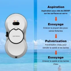 LIECTROUX Robot Fönsterputsare HCR-10 Vit - 2800 Pa - 30ml Behållare - Automatisk rengöring - Självständig intelligent fönsterputsrobot