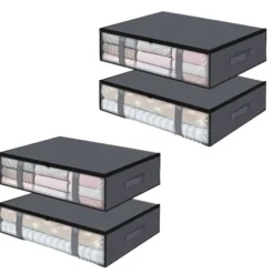 LIVIT Vikbara Förvaringslådor i Tyg - Set om 4, Grå, S