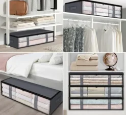 LIVIT Vikbara Förvaringslådor i Tyg - Set om 4, Grå, S