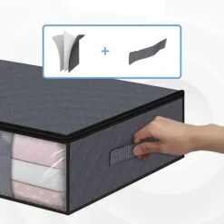 LIVIT Vikbara Förvaringslådor i Tyg - Set om 4, Grå, S