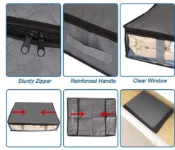 LIVIT Vikbara Förvaringslådor i Tyg - Set om 4, Grå, S