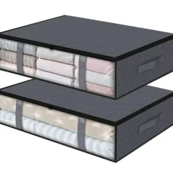 LIVIT Vikbara Förvaringslådor i Tyg - Set om 4, Grå, S