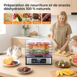 Livsmedelstork - YASHE, med 5 hyllor, 400W, med justerbar timer och temperatur, idealisk för kött, frukter, örter.