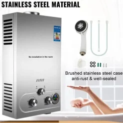 10L/min väggmonterad LPG varmvattenberedare med flera skydd, lätt att kontrollera