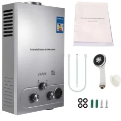 18L/min väggmonterad LPG varmvattenberedare med flera skydd, lätt att kontrollera