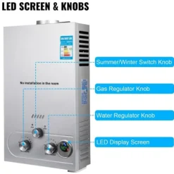 18L/min väggmonterad LPG varmvattenberedare med flera skydd, lätt att kontrollera