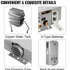 18L/min väggmonterad LPG varmvattenberedare med flera skydd, lätt att kontrollera