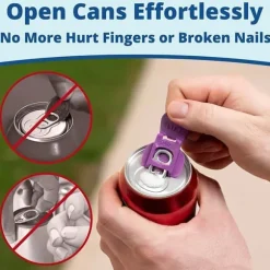 Lollanda Burköppnare Färgglad, Enkel burköppnare-12-pack, Återanvändbar läskburköppnare, skyddar fingrarna, perfekt för picknick och fester