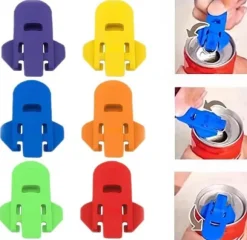 Lollanda Enkel burköppnare (6-pack), Burköppnare Färgglad, Återanvändbar läskburköppnare, skyddar fingrarna, perfekt för picknick och fester