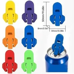 Lollanda Enkel burköppnare (6-pack), Burköppnare Färgglad, Återanvändbar läskburköppnare, skyddar fingrarna, perfekt för picknick och fester