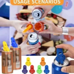 Lollanda Enkel burköppnare (6-pack), Burköppnare Färgglad, Återanvändbar läskburköppnare, skyddar fingrarna, perfekt för picknick och fester