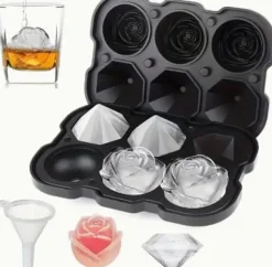 Lollanda 6 fack isbitsskål med lock, isbitar, rund, kula, BPA-fri, återanvändbar, isbollsformare