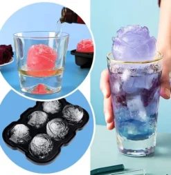 Lollanda 6 fack isbitsskål med lock, isbitar, rund, kula, BPA-fri, återanvändbar, isbollsformare