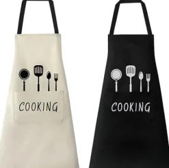 Lollanda 2 stycken matlagningsförkläde män kvinnor, köksförkläde, vattentätt kockförkläde