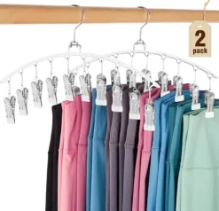 Lollanda Byx-/kjolgalge med clips 2-pack – Metallhängare med 15 klämmor, Vindbeständig och Praktisk för Förvaring