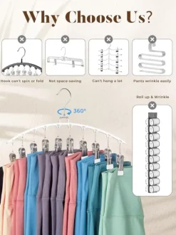 Lollanda Byx-/kjolgalge med clips 2-pack – Metallhängare med 15 klämmor, Vindbeständig och Praktisk för Förvaring
