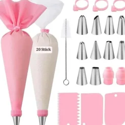 Lollanda Dekorationspåse/ Spritsmunstycken, Sprits-set 40-delar för Tårtdekoration och Bakning