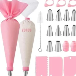 Lollanda 40-delars spritspåse set med tyllar – Med spritspåsar och tyllar för tårtor, bakverk och dekorationer