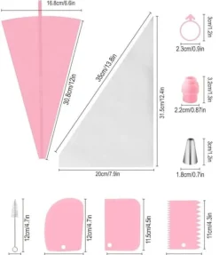 Lollanda 40-delars spritspåse set med tyllar – Med spritspåsar och tyllar för tårtor, bakverk och dekorationer