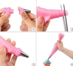 Lollanda 40-delars spritspåse set med tyllar – Med spritspåsar och tyllar för tårtor, bakverk och dekorationer