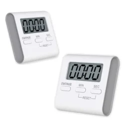 Lollanda Digital Kökstimer 2-pack, Köks-Timer - Magnetisk, Digital Timer med Magnet & LCD-display, Vit med Ställ