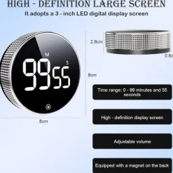 Lollanda Digital Timer med Magnet & LED-display - Kökstimer