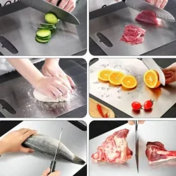 Lollanda Dubbelsidig Skärbräda i Rostfritt Stål och Titan, 34x23 cm, BPA-Fri för Kök