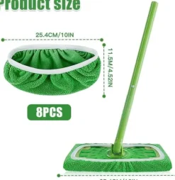 Lollanda Ersättande Tygskydd för Swiffer Mopp 8-pack – Återanvändbara Mopptorkar för Våt och Torr Rengöring
