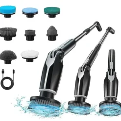 Lollanda 8-i-1 Elektrisk Rengöringsborste – Sladdlös Skrubb med Förlängningsskaft, 8 Borsthuvuden, IPX7 Vattentät, för Badrum & Golv