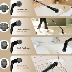 Lollanda 8-i-1 Elektrisk Rengöringsborste – Sladdlös Skrubb med Förlängningsskaft, 8 Borsthuvuden, IPX7 Vattentät, för Badrum & Golv