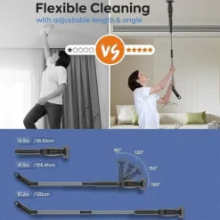Lollanda 8-i-1 Elektrisk Rengöringsborste – Sladdlös Skrubb med Förlängningsskaft, 8 Borsthuvuden, IPX7 Vattentät, för Badrum & Golv