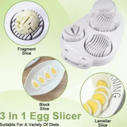 Lollanda 3-i-1 Äggskärare i Rostfritt Stål - Multifunktionell Skivare för Kokta Ägg, Hållbar Köksredskap