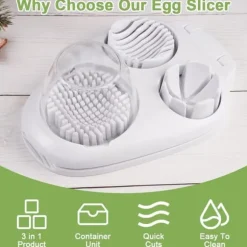 Lollanda 3-i-1 Äggskärare i Rostfritt Stål - Multifunktionell Skivare för Kokta Ägg, Hållbar Köksredskap
