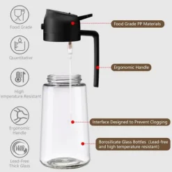 Lollanda 2-i-1 Oljesprayflaska 470 ml - Sprayflaska för Olja och Vinäger , Perfekt för Matlagning, Airfryer & Sallad