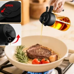 Lollanda 2-i-1 Oljesprayflaska 470 ml - Sprayflaska för Olja och Vinäger , Perfekt för Matlagning, Airfryer & Sallad